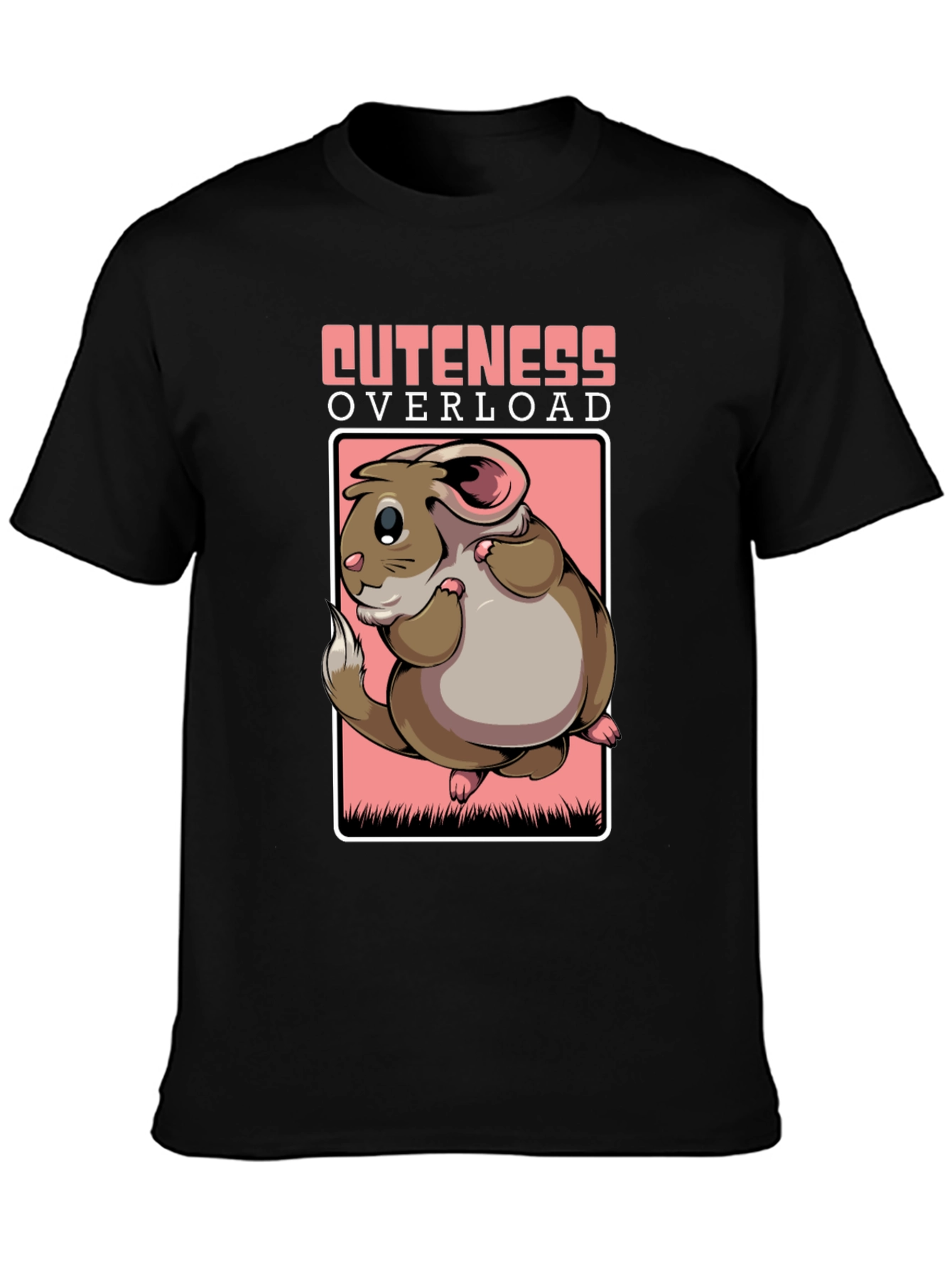 Camiseta Negra Cuteness Overload con Diseño de Hamster