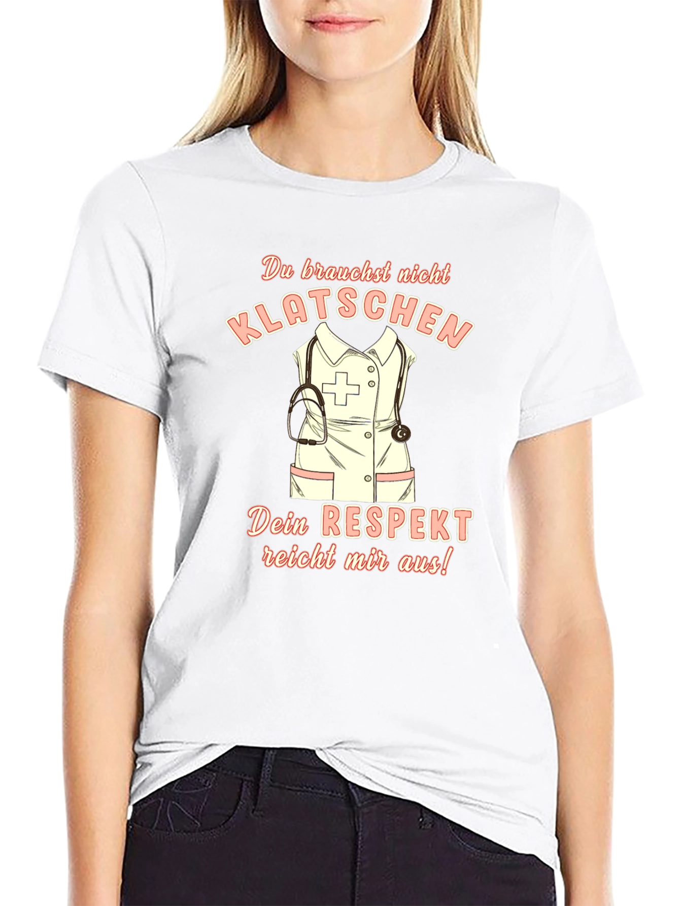 Camiseta Negra con Diseño de Enfermera