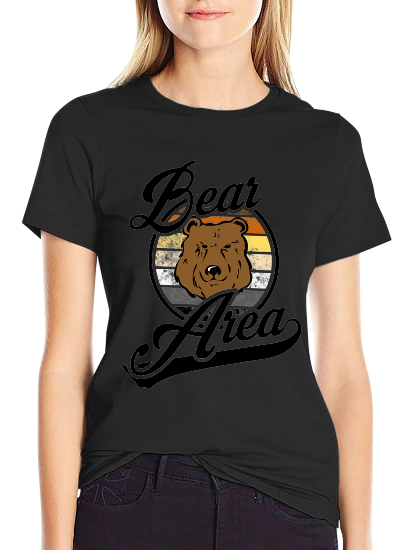 Camiseta Hombre Negra Diseño Oso Área