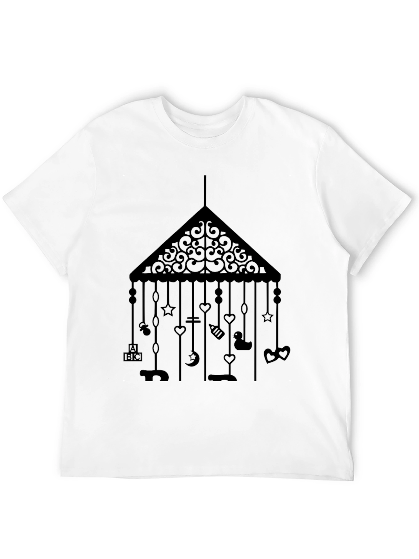 Camiseta Negra con Móvil de Bebé Estampado