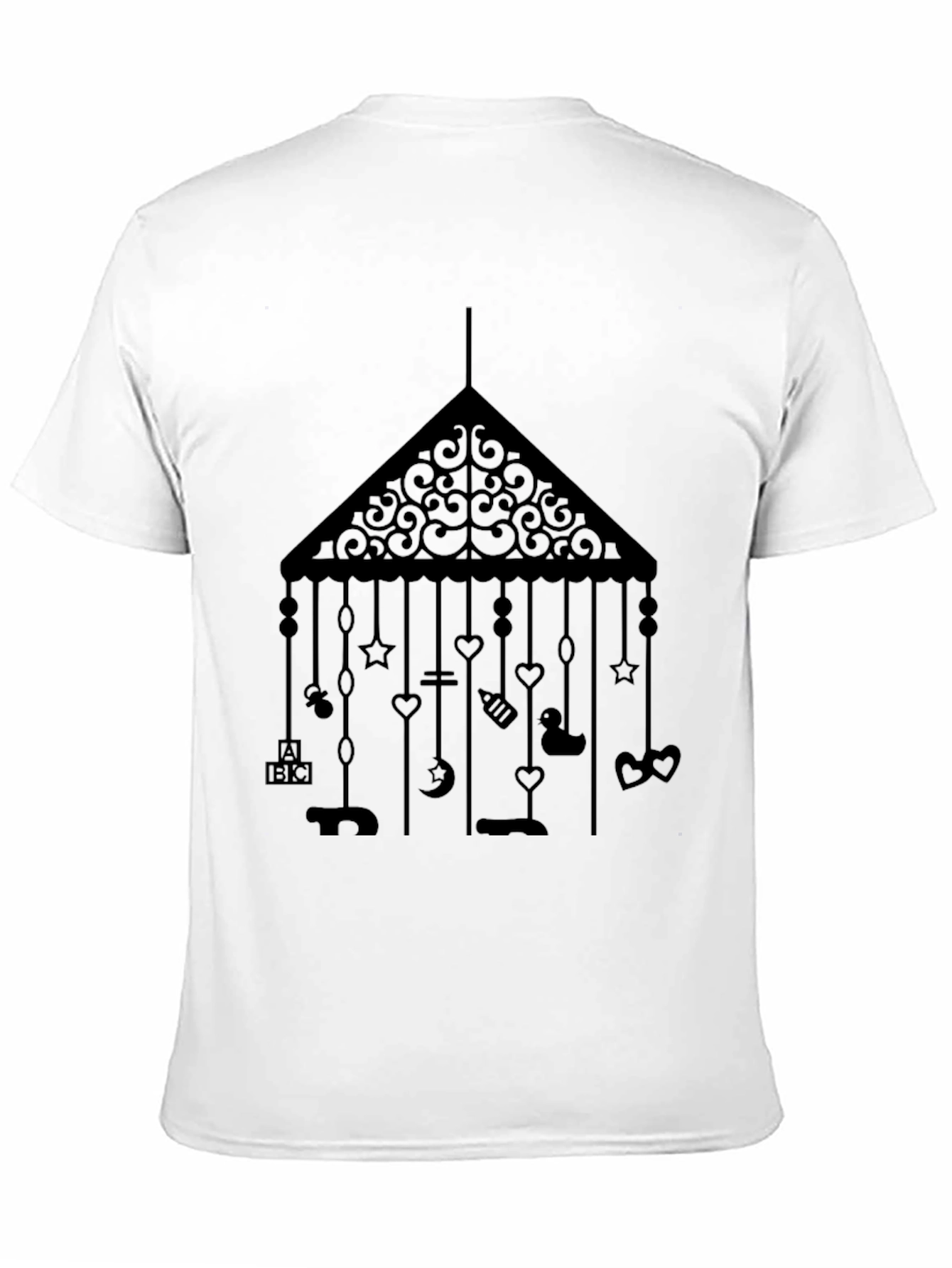 Camiseta Negra con Móvil de Bebé Estampado
