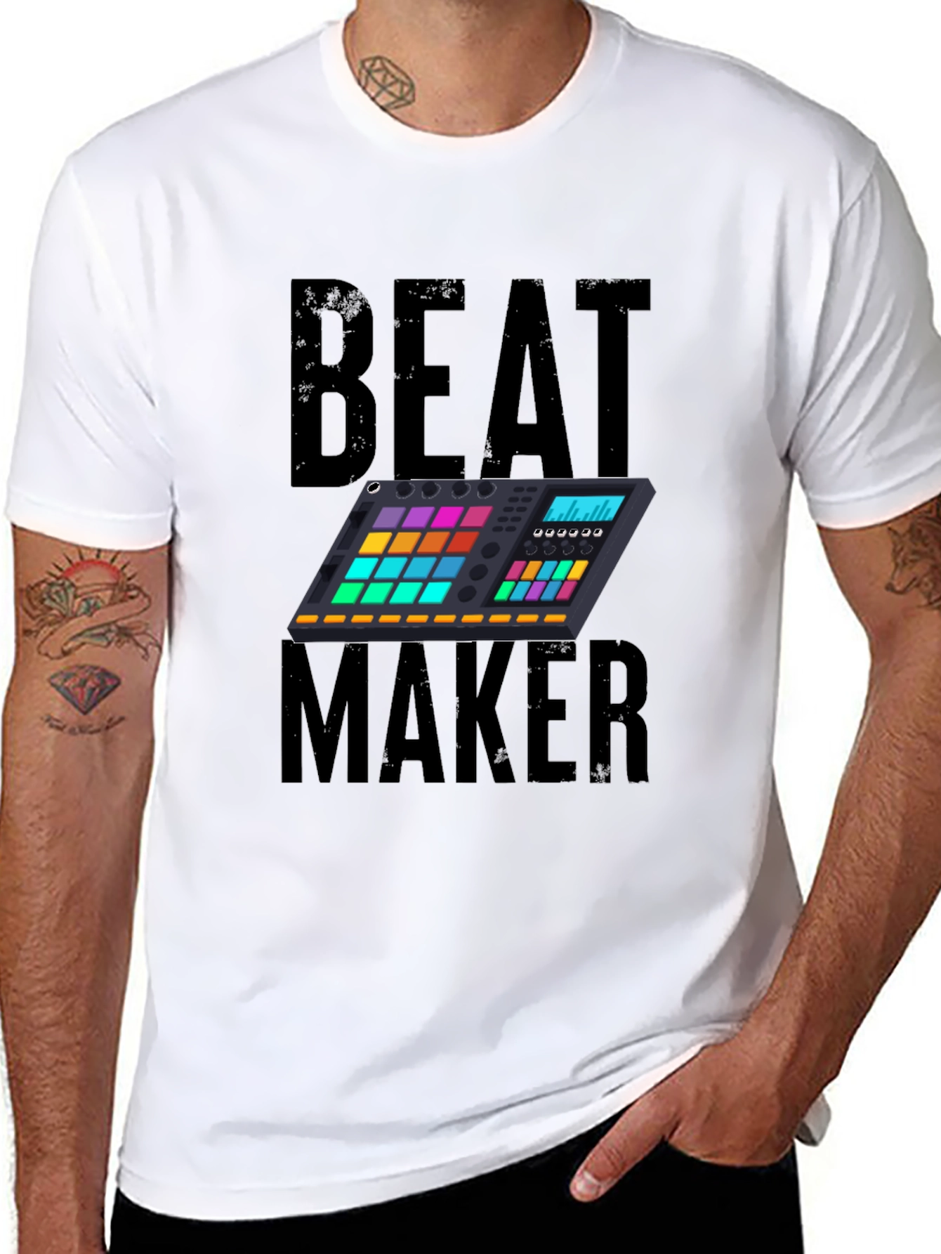 Camiseta Negra Beat Maker para Amantes de la Música