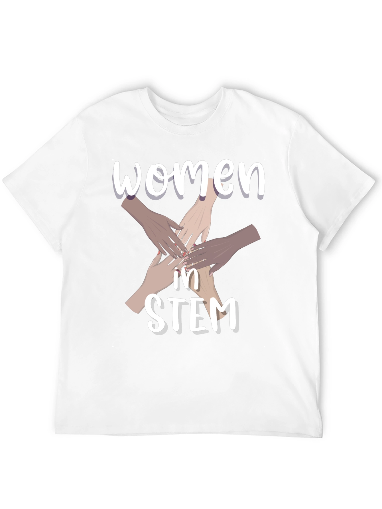 Camiseta Negra Women in STEM con Diseño de Manos