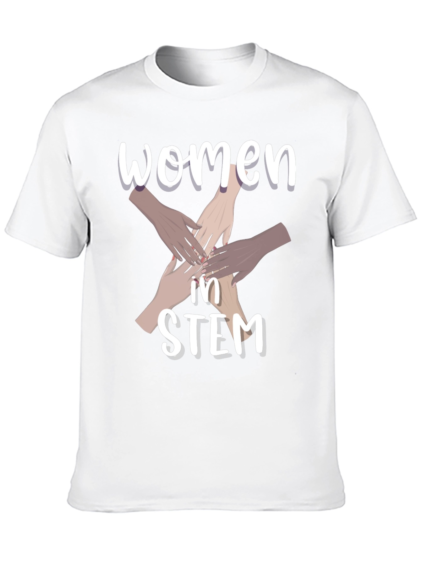 Camiseta Negra Women in STEM con Diseño de Manos