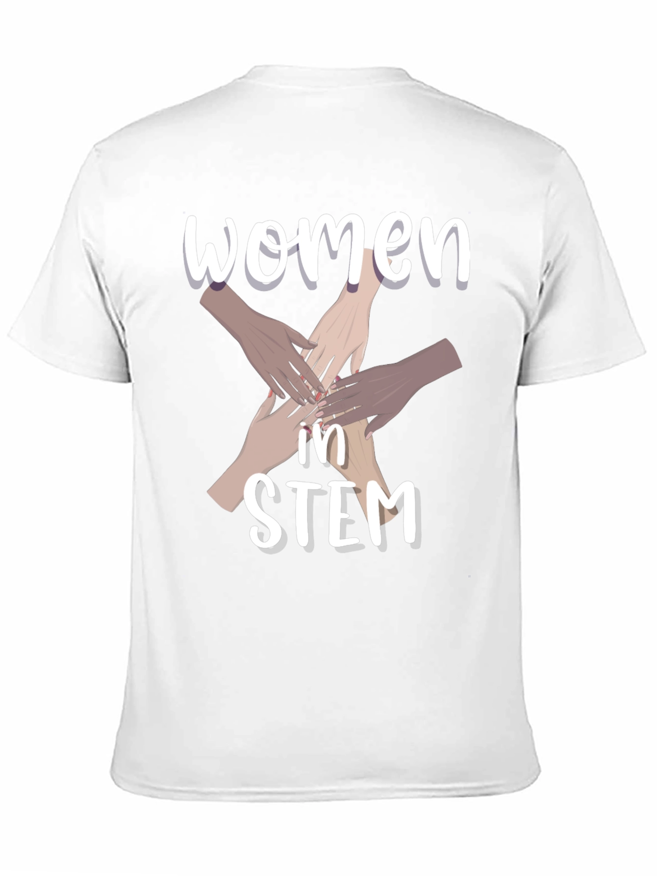 Camiseta Negra Women in STEM con Diseño de Manos