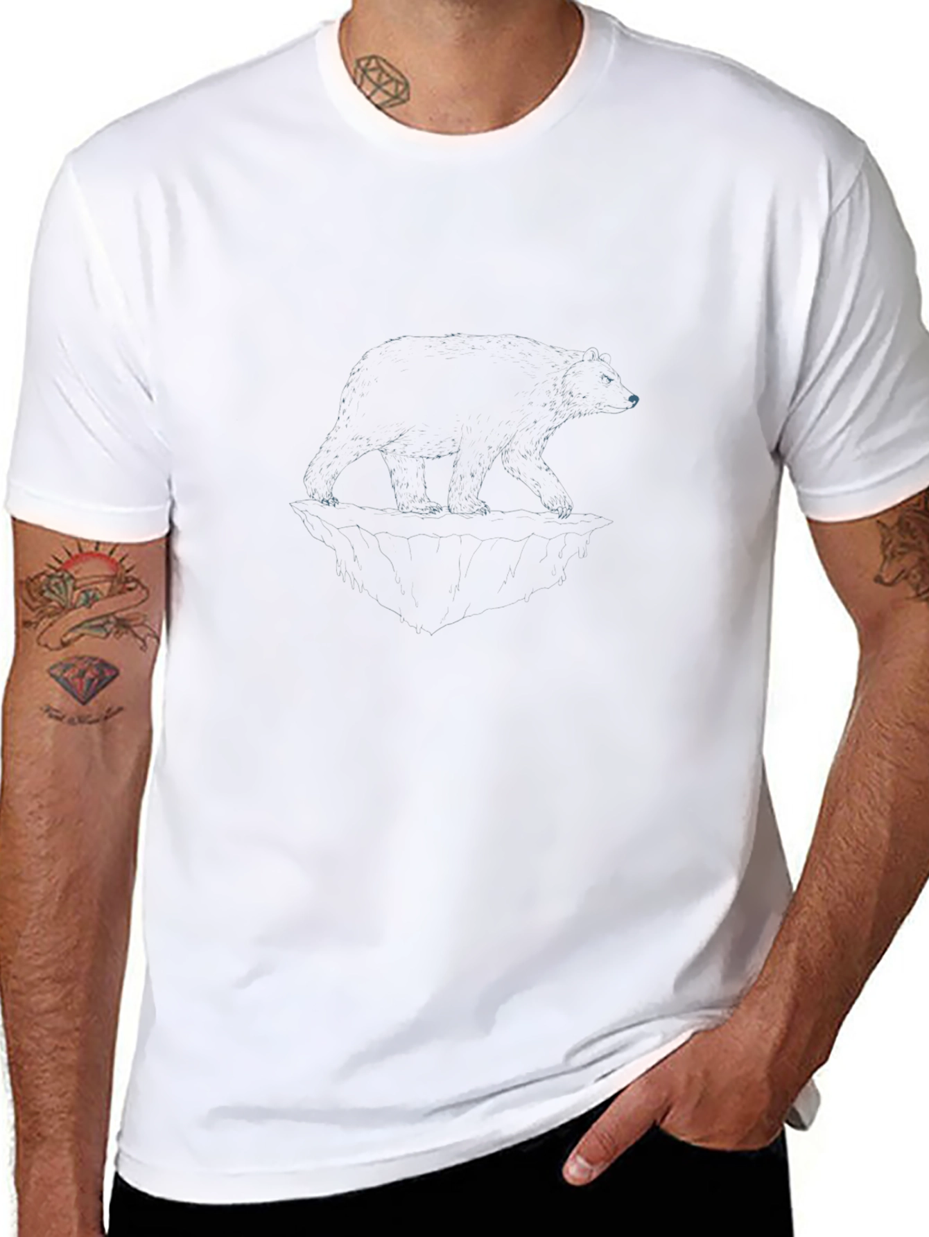 Camiseta Negra con Diseño de Oso Polar