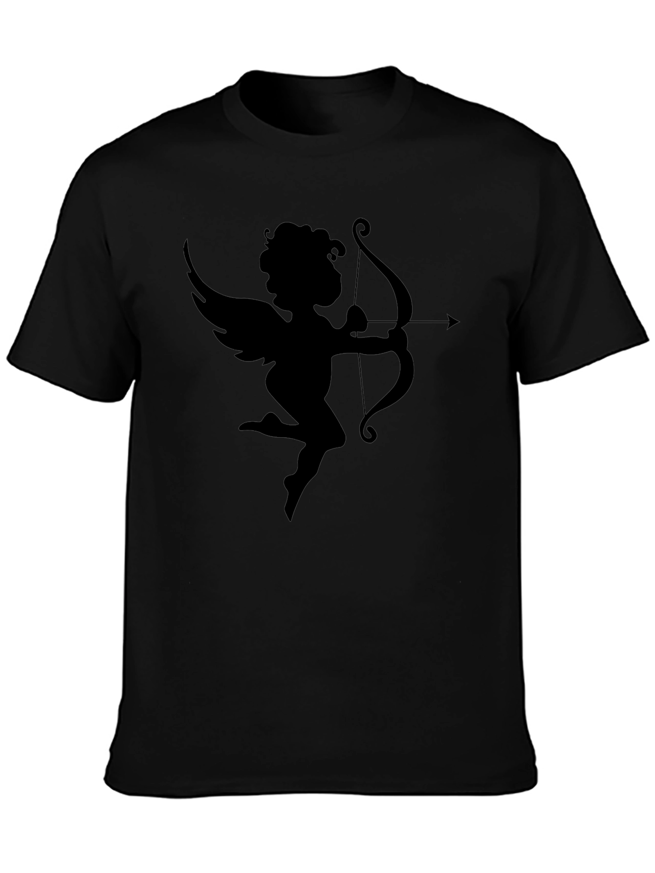 Camiseta Negra Cupido con Arco San Valentín