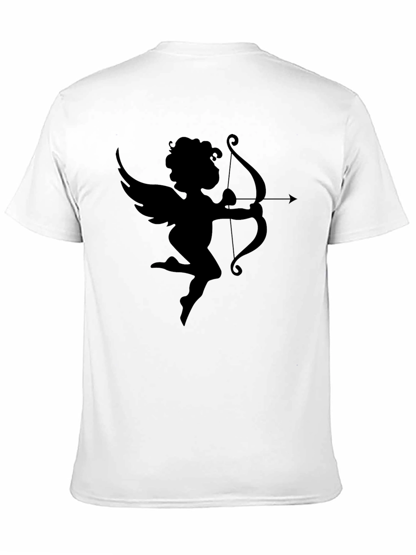 Camiseta Negra Cupido con Arco San Valentín