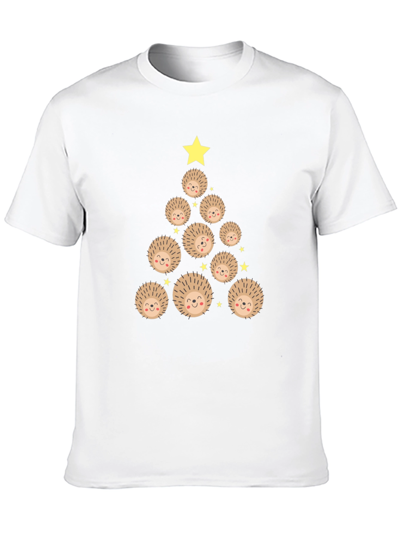 Camiseta Negra Árbol de Erizo Navideño