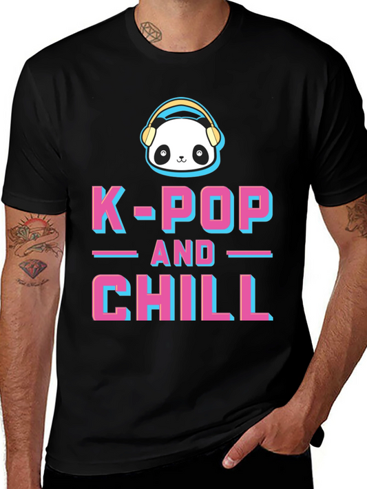 Camiseta K-Pop and Chill con Panda y Audífonos