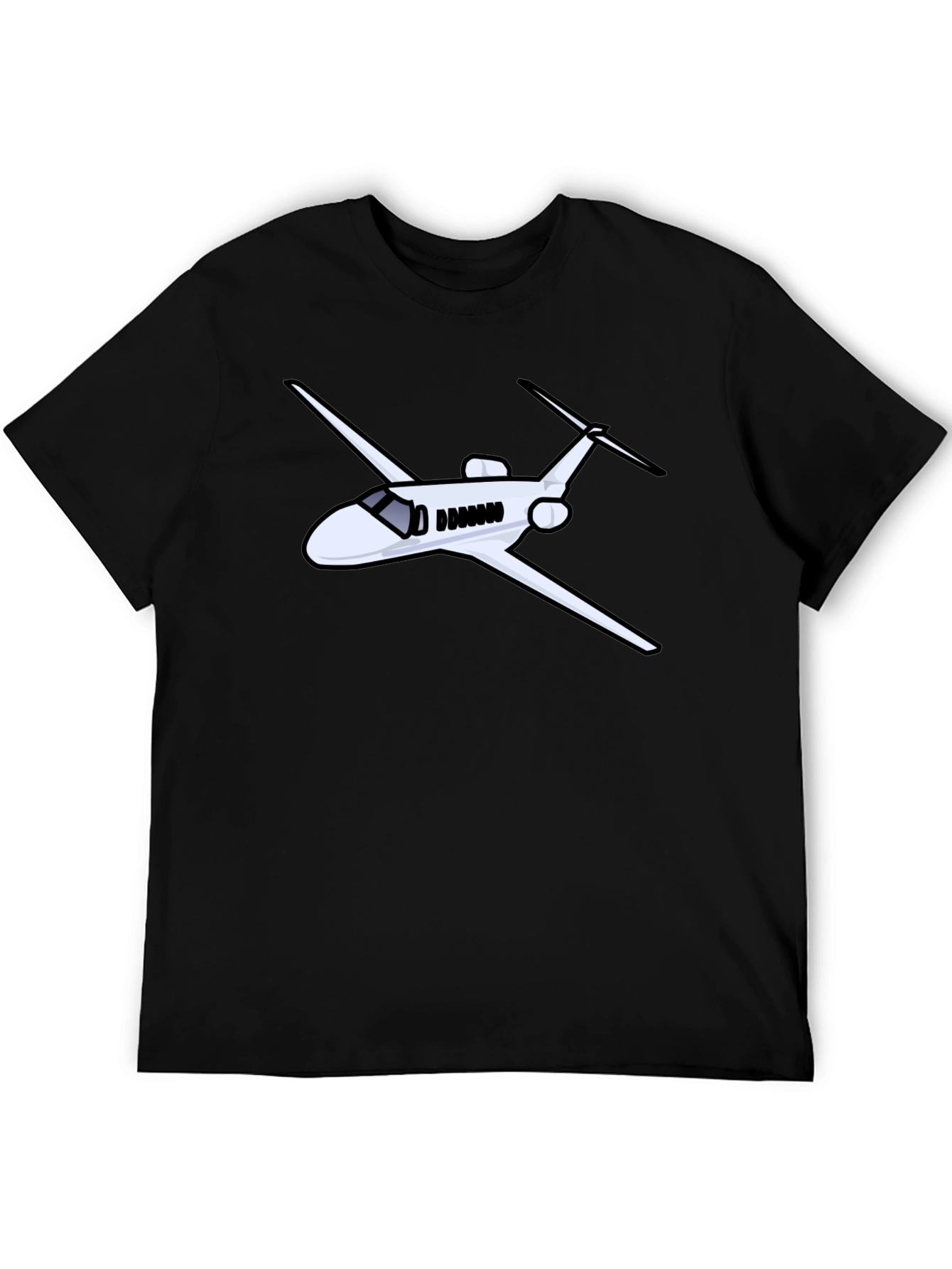 Camiseta Negra con Diseño de Avión Jet Personal