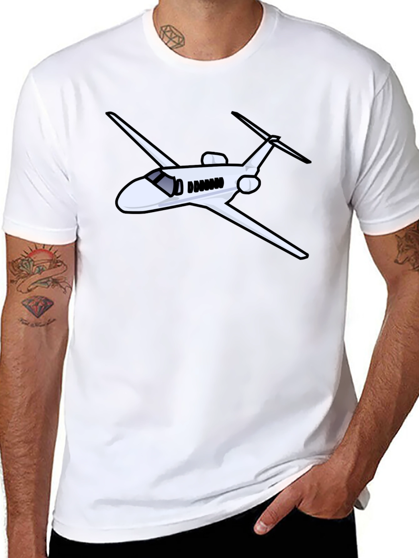 Camiseta Negra con Diseño de Avión Jet Personal