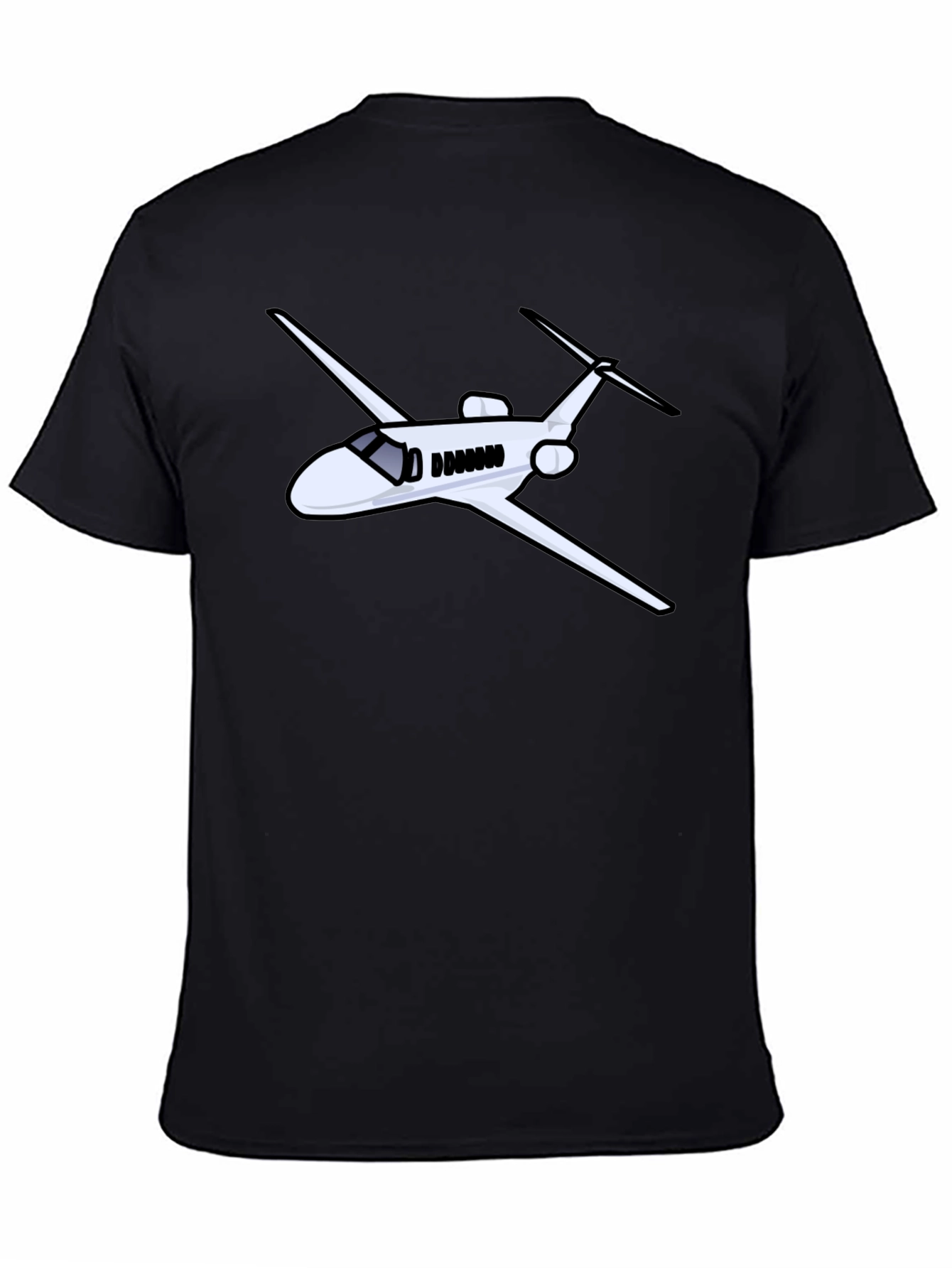 Camiseta Negra con Diseño de Avión Jet Personal