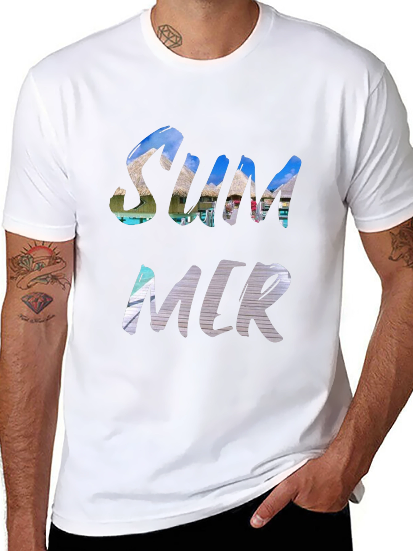 Camiseta Negra Hombre - Diseño Verano