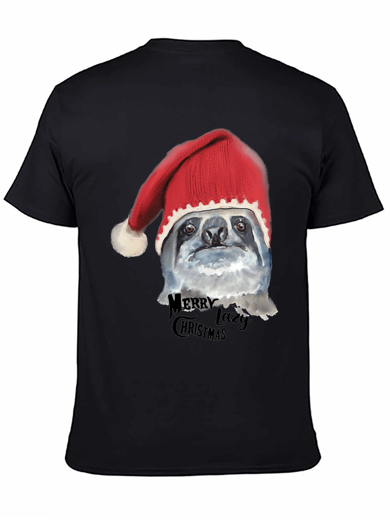 Camiseta Negra Navideña Perezosa