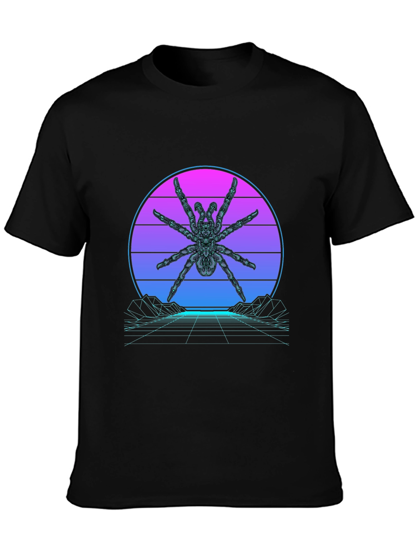 Camiseta Negra con Diseño Arácnido Retro