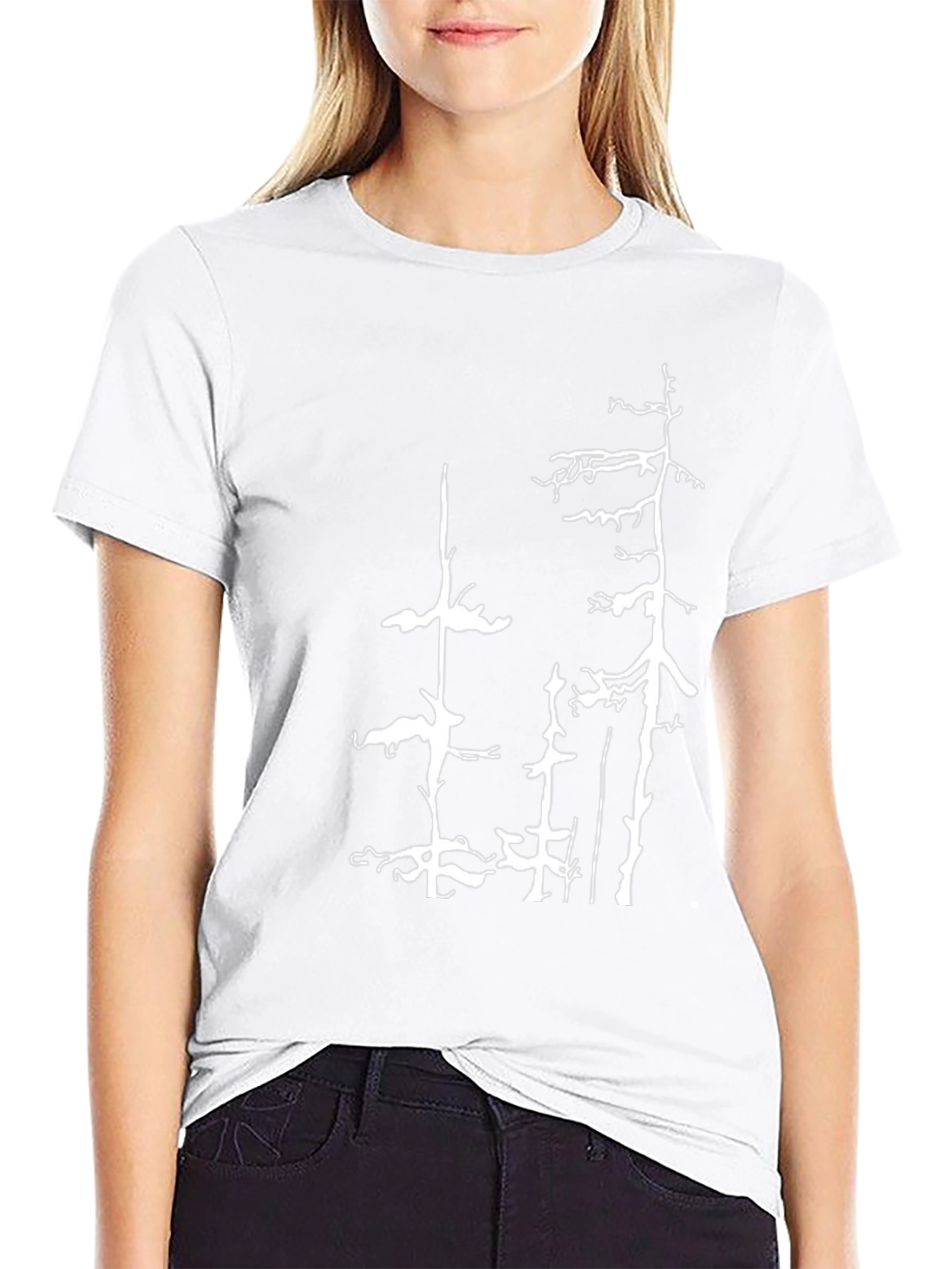 Camiseta Negra con Diseño de Árboles Abstractos