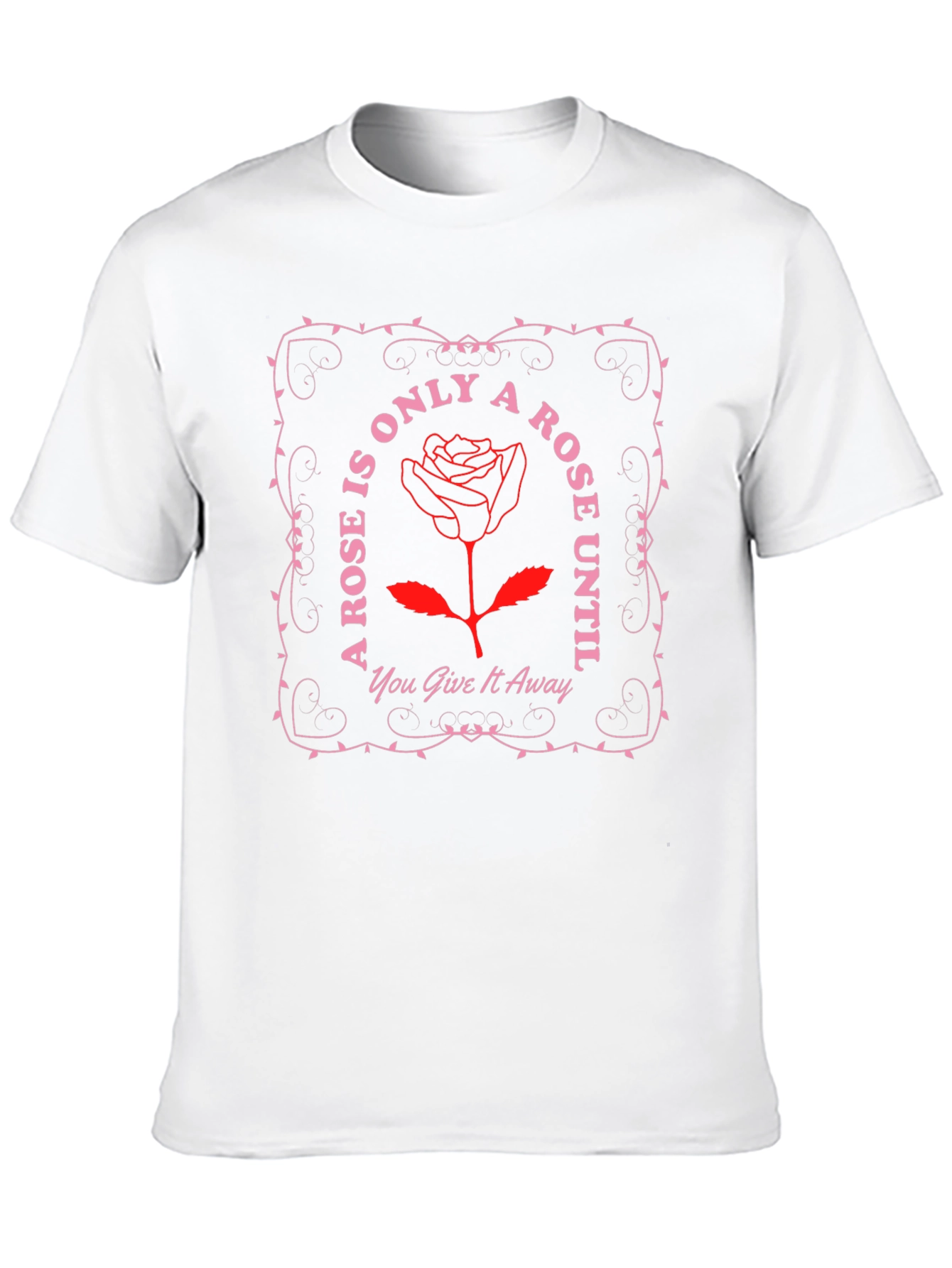 Camiseta Negra con Diseño de Rosa y Frase Romántica