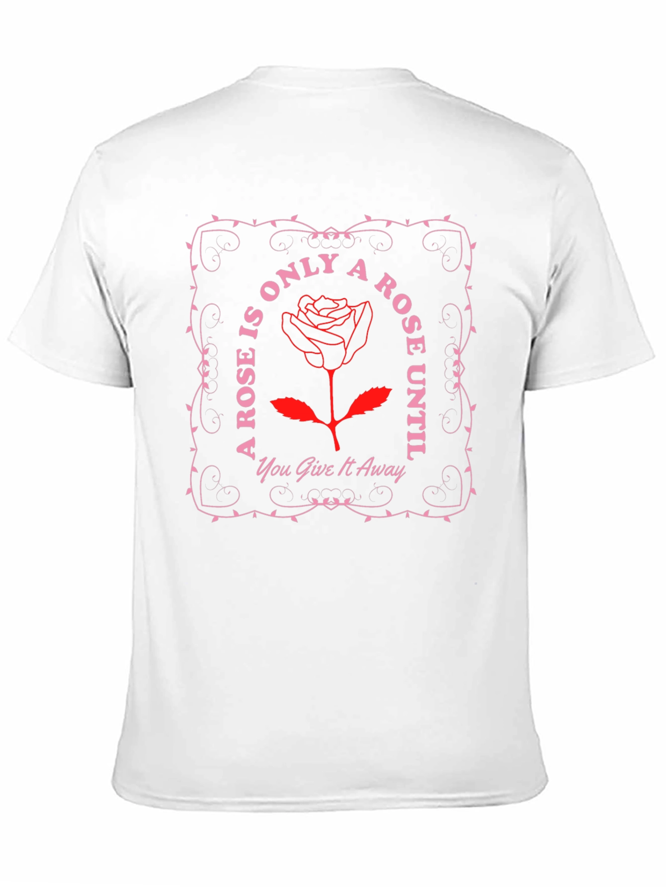 Camiseta Negra con Diseño de Rosa y Frase Romántica
