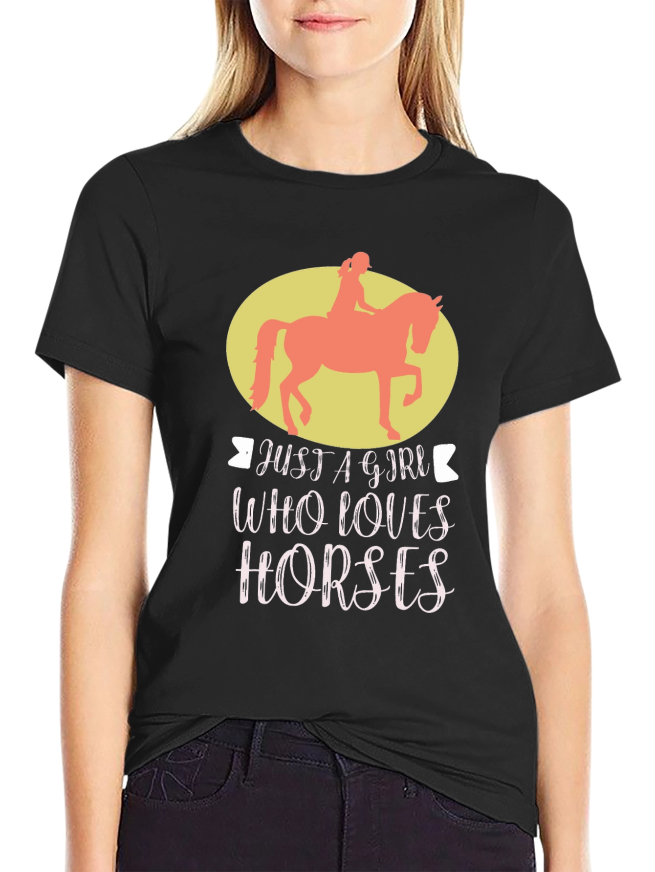 Camiseta Negra Just A Girl Who Loves Horses