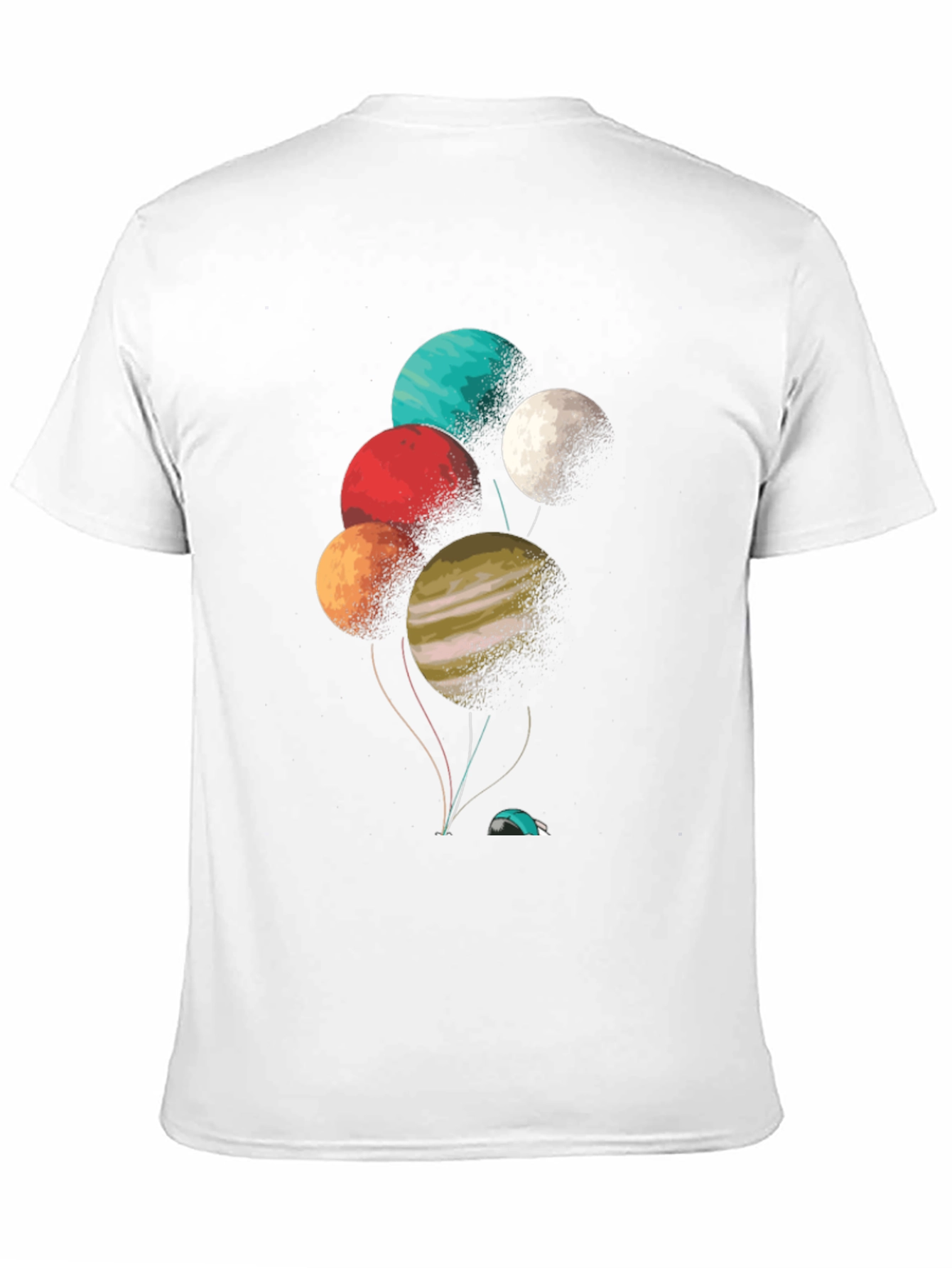 Camiseta Negra con Diseño de Planetas Globo