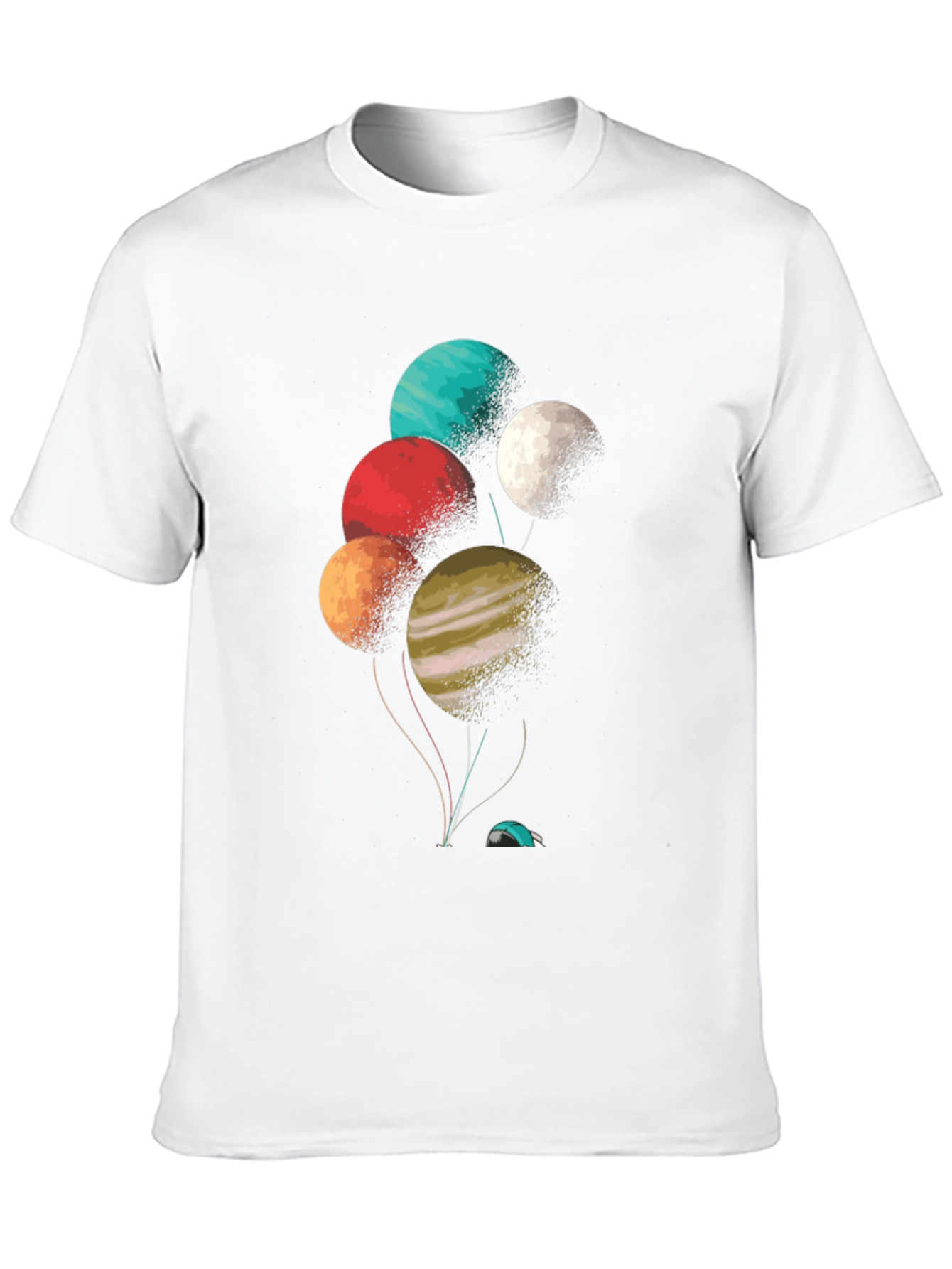 Camiseta Negra con Diseño de Planetas Globo