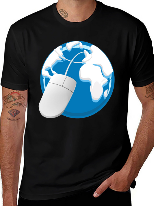 Camiseta Negra con Diseño de Globo y Ratón