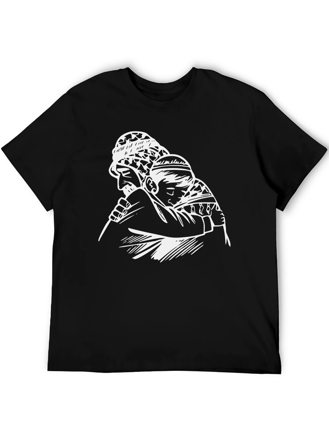 Camiseta Negra con Diseño Abuelo y Nieto