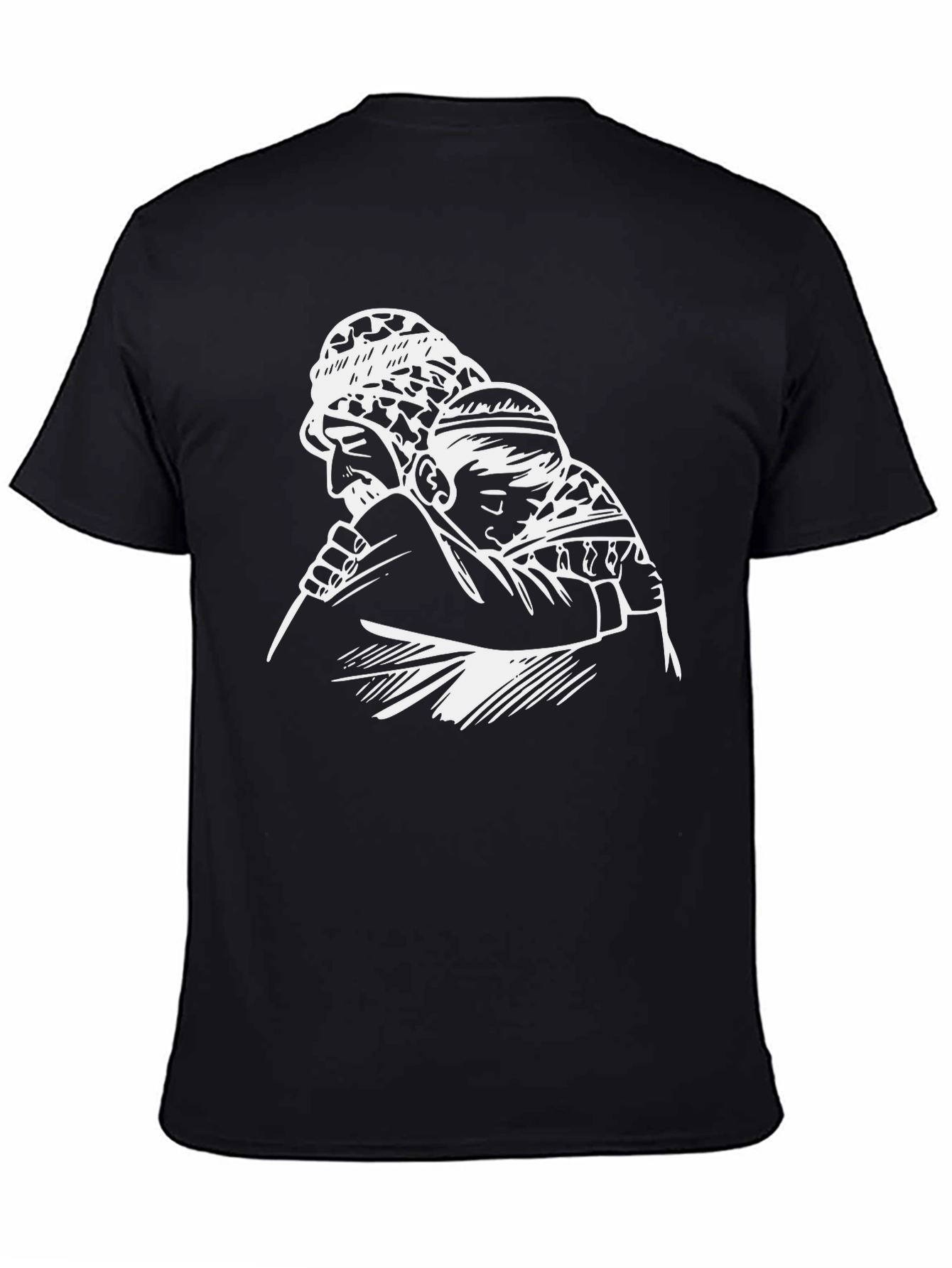 Camiseta Negra con Diseño Abuelo y Nieto