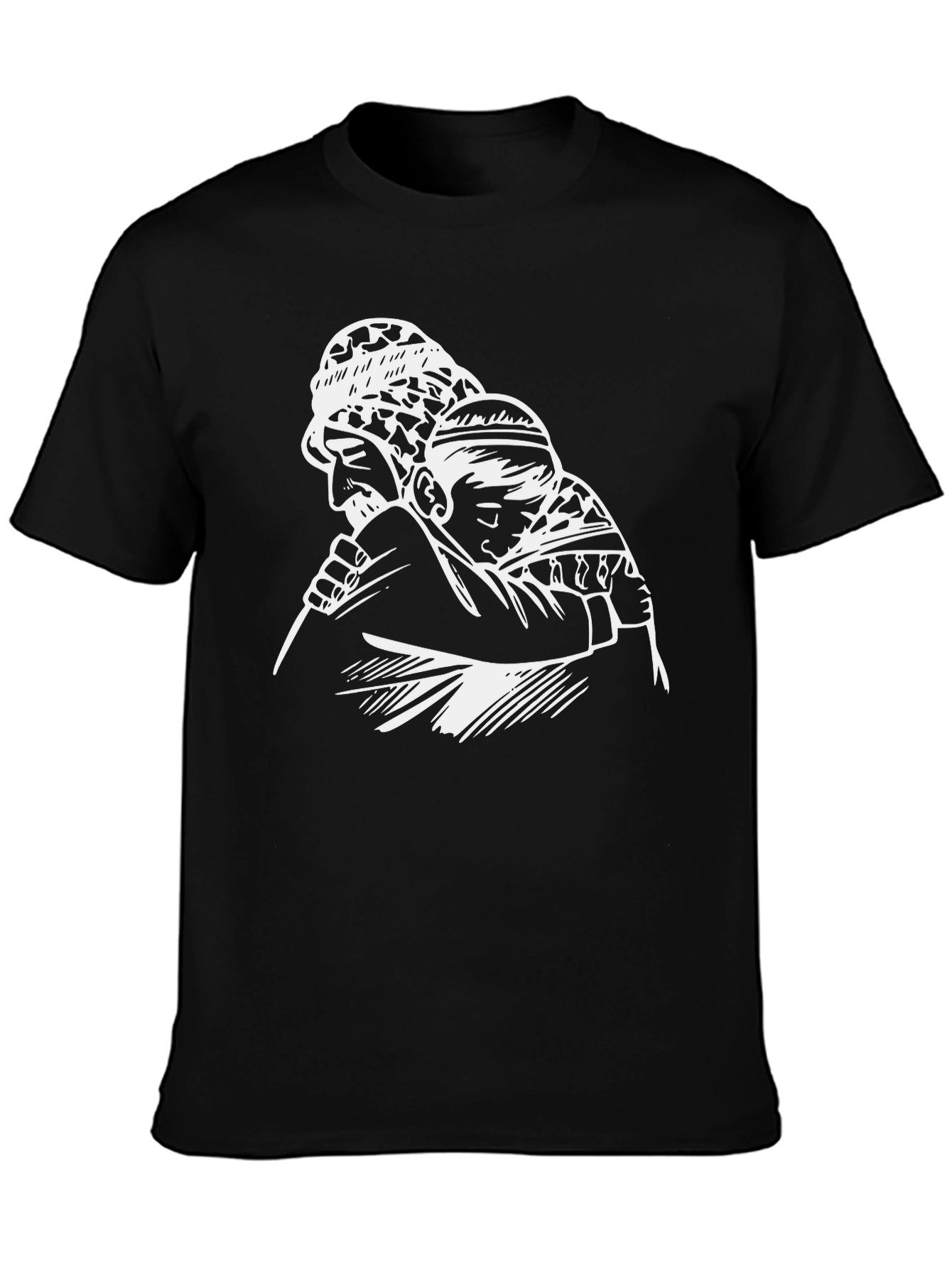 Camiseta Negra con Diseño Abuelo y Nieto