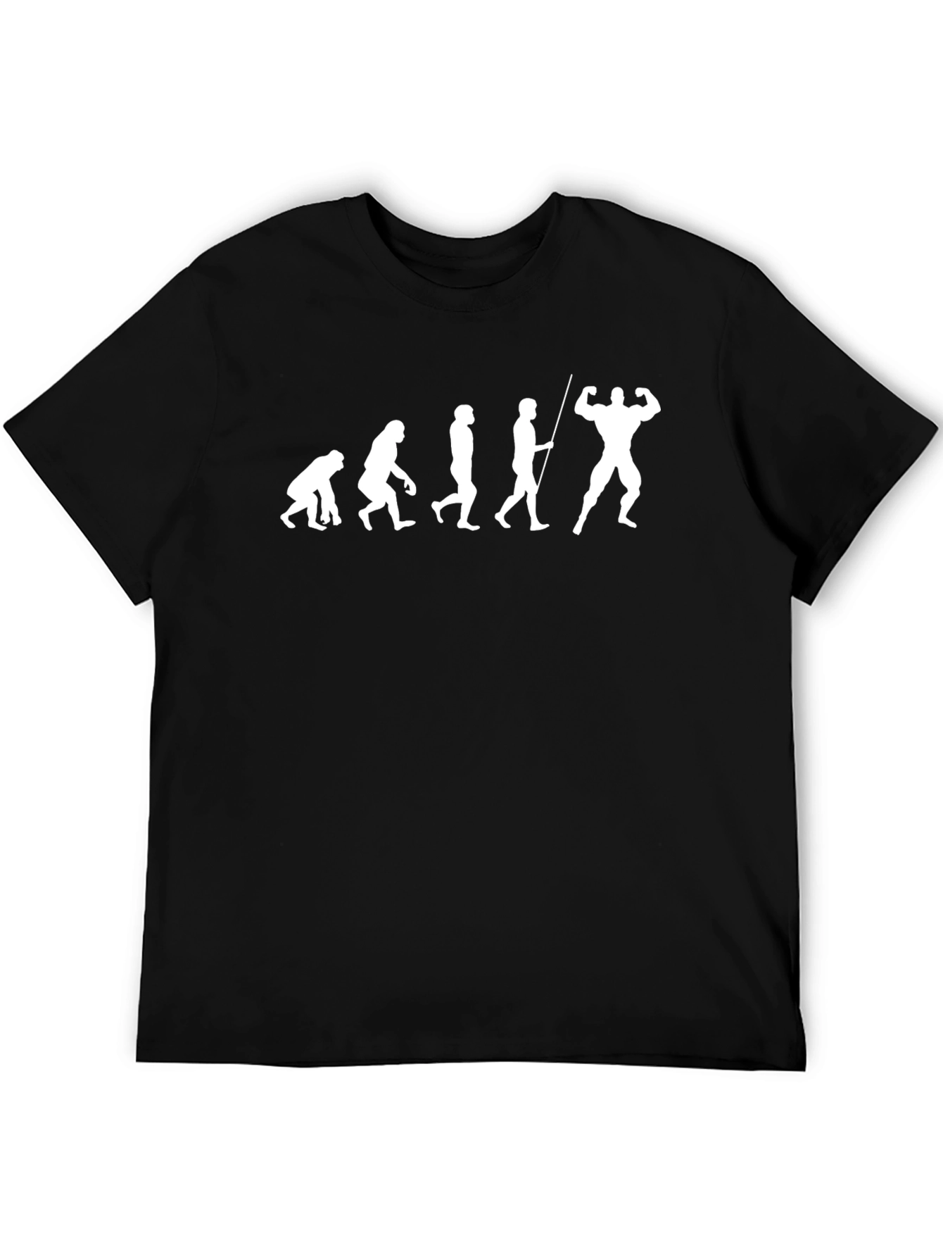 Camiseta Negra Evolución Muscular Divertida Hombre