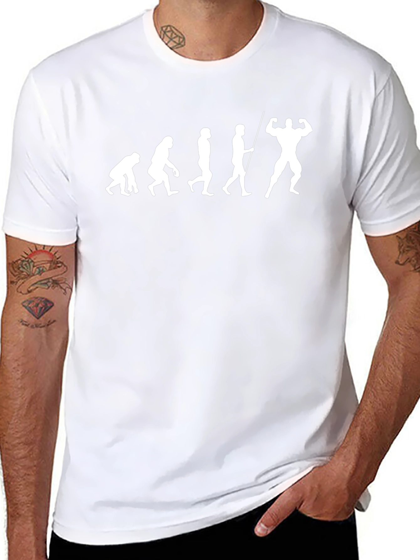 Camiseta Negra Evolución Muscular Divertida Hombre