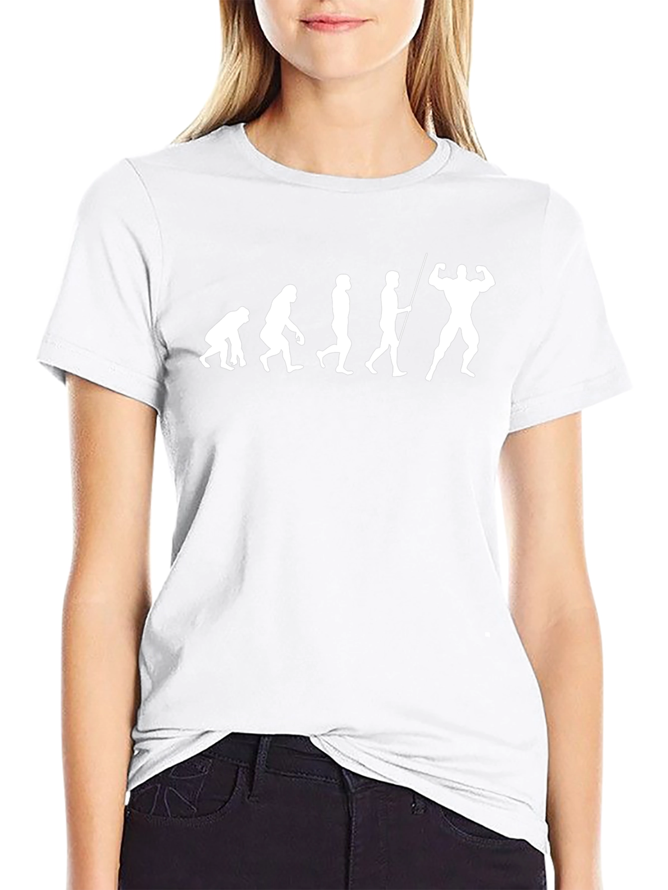 Camiseta Negra Evolución Muscular Divertida Hombre
