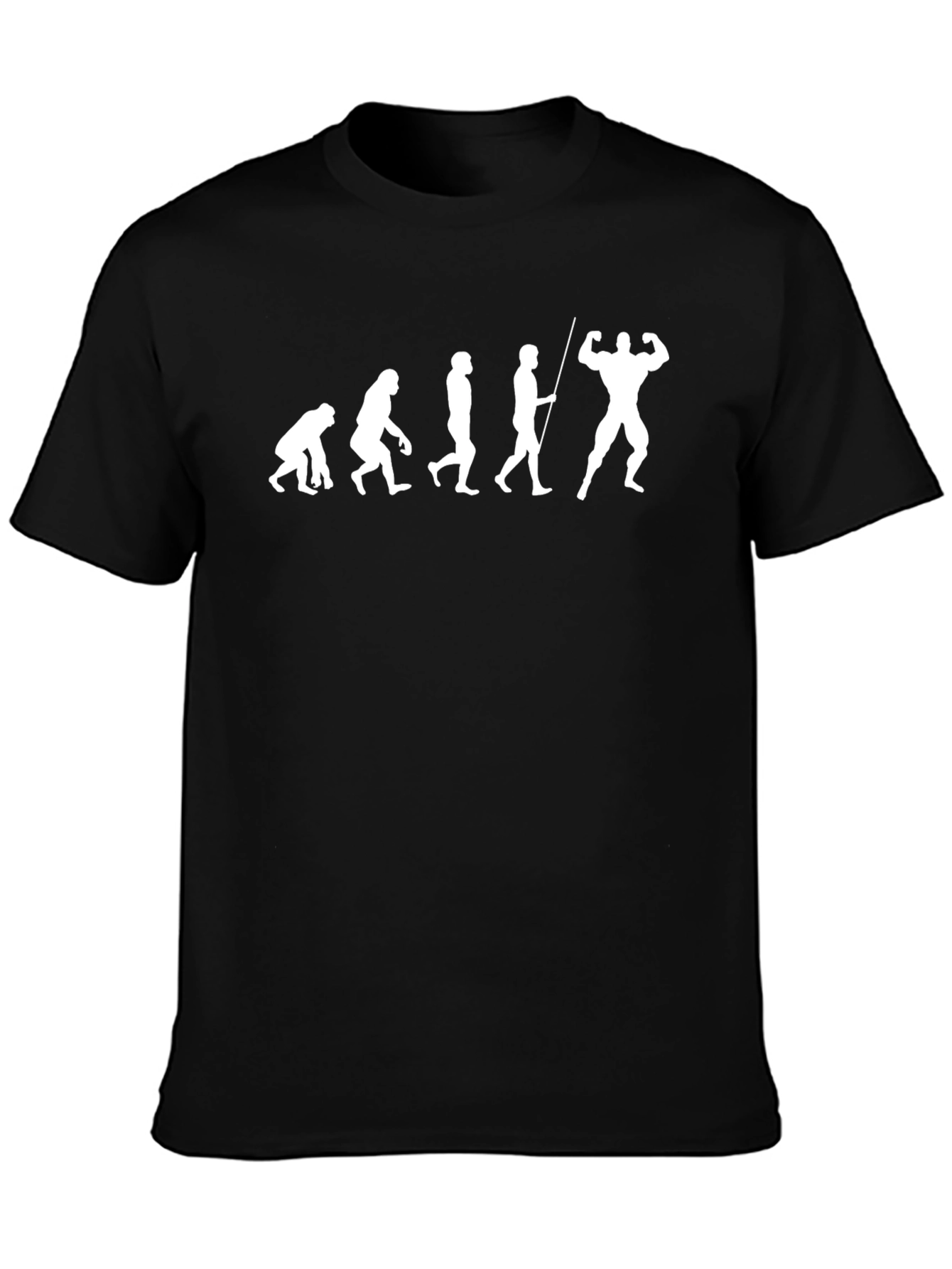 Camiseta Negra Evolución Muscular Divertida Hombre