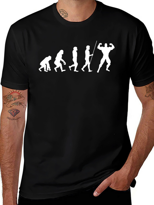 Camiseta Negra Evolución Muscular Divertida Hombre