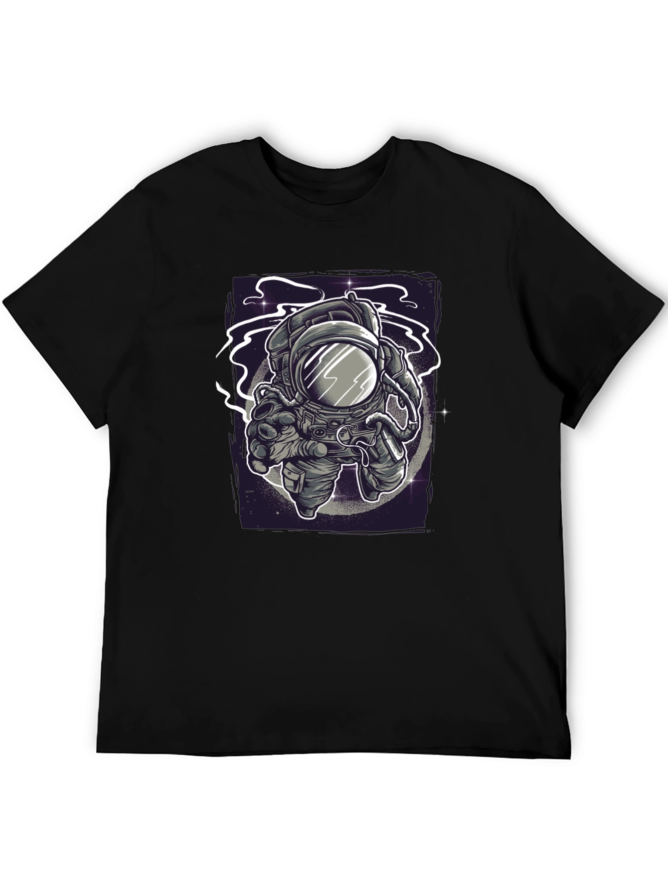 Camiseta Negra Estampado Astronauta