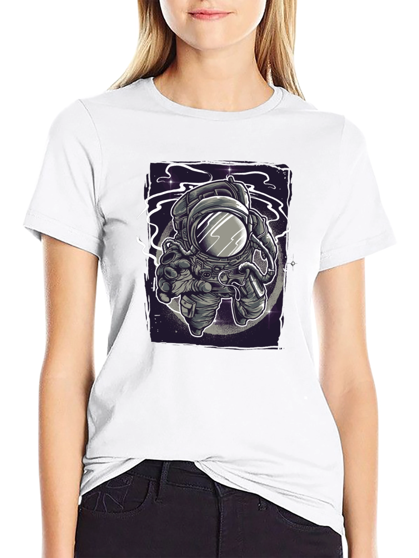 Camiseta Negra Estampado Astronauta