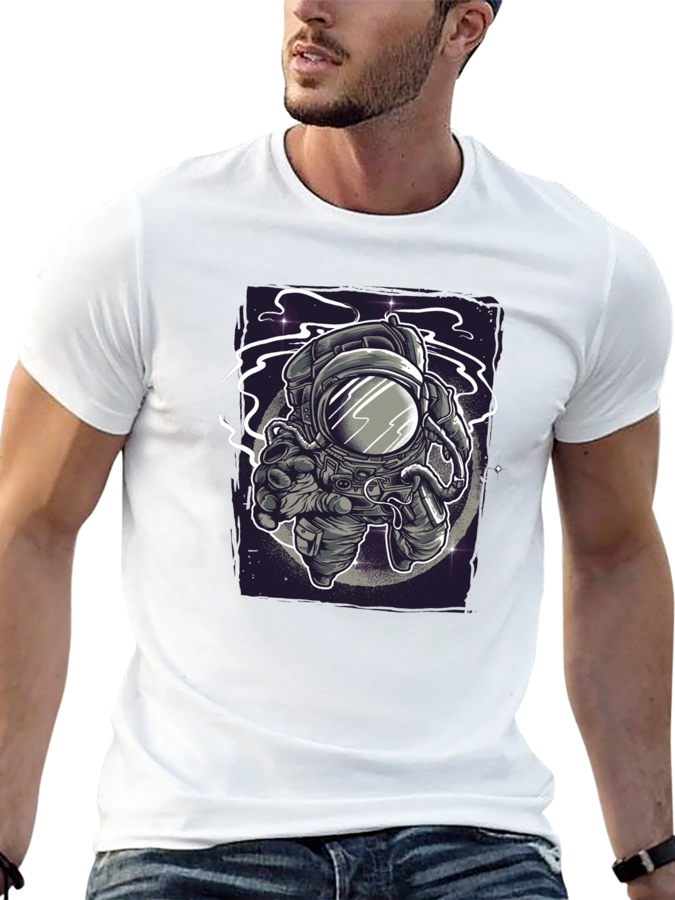 Camiseta Negra Estampado Astronauta