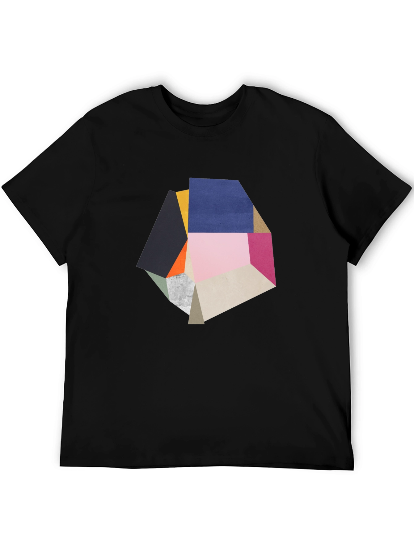 Camiseta Negra con Diseño Abstracto Geométrico