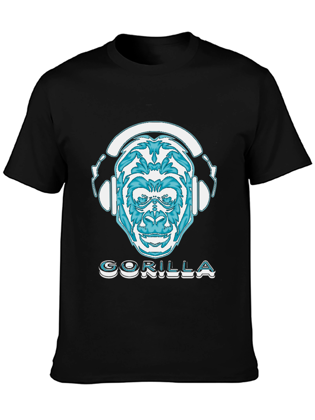 Camiseta Negra con Diseño de Gorila DJ
