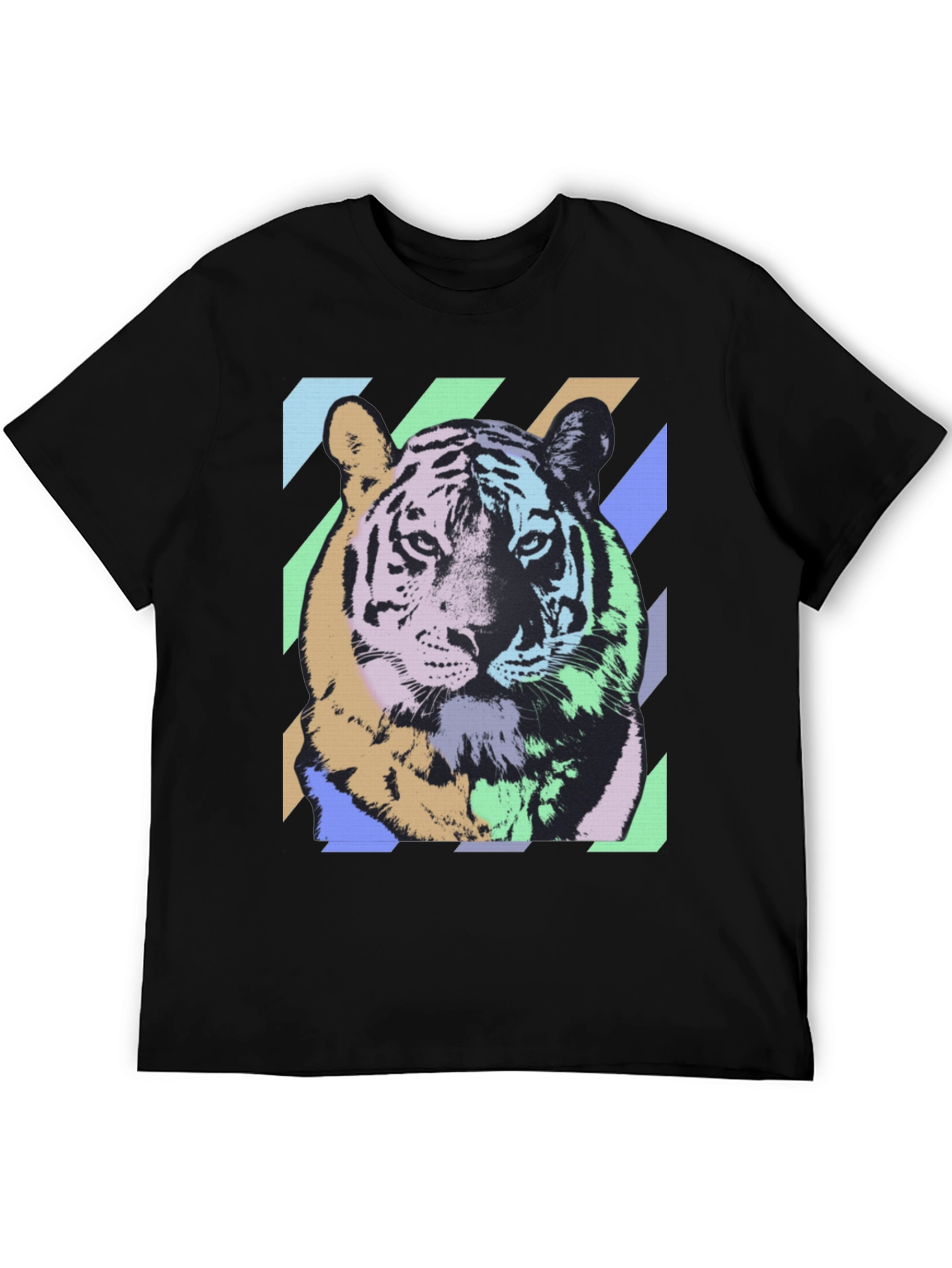 Camiseta Negra con Diseño de Tigre Abstracto