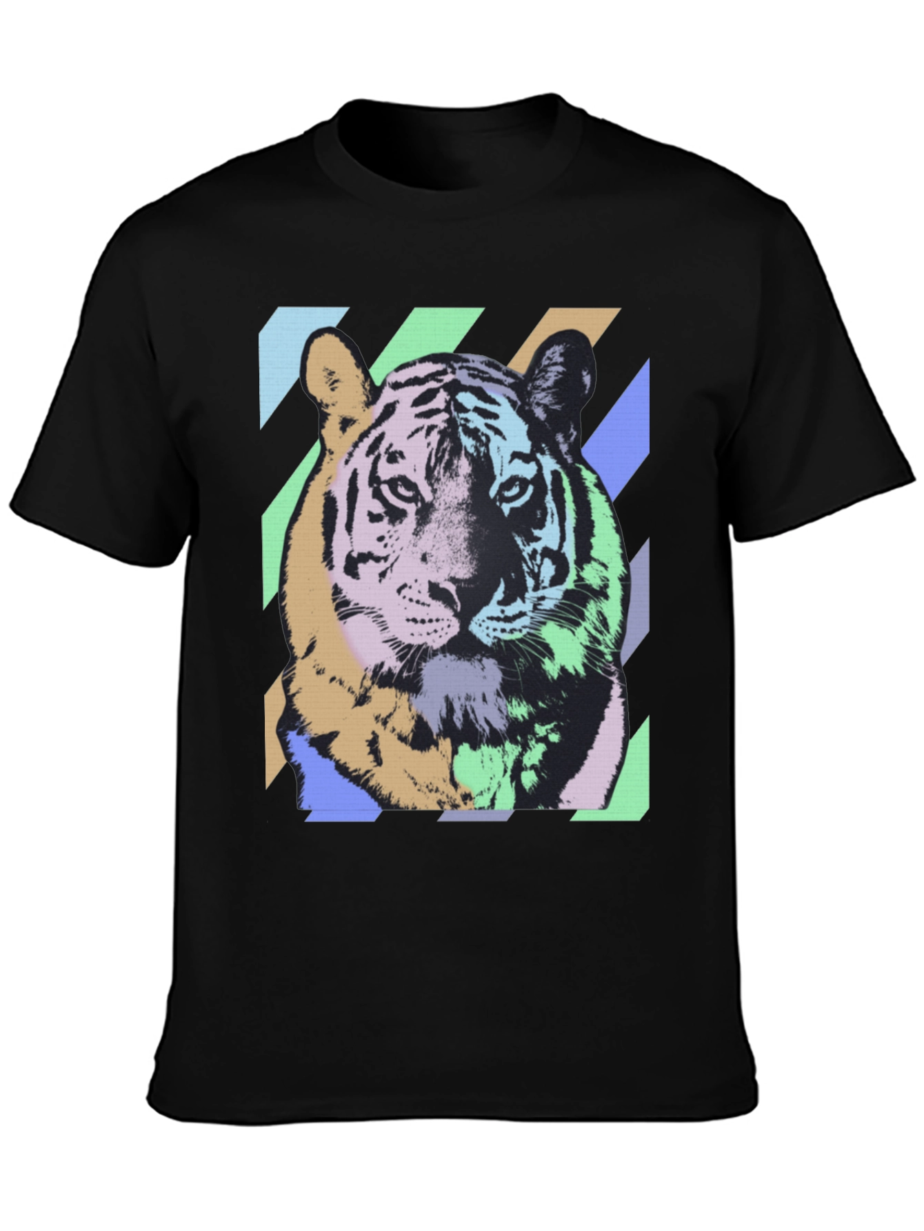 Camiseta Negra con Diseño de Tigre Abstracto