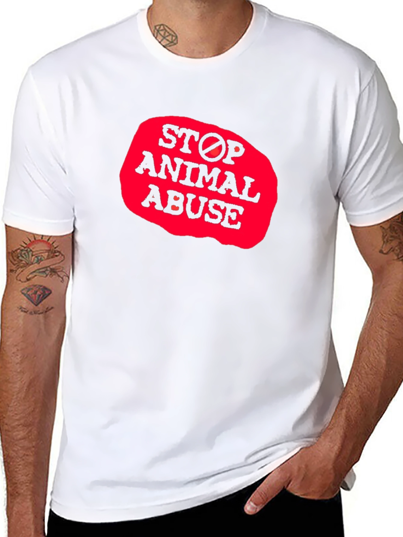 Camiseta Negra - Stop Animal Abuse