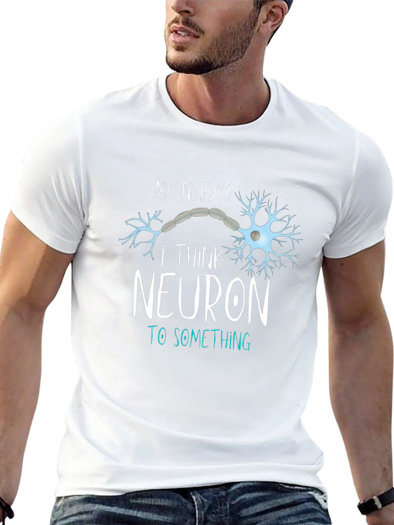 Camiseta Negra Divertida Neuron To Something para Hombre