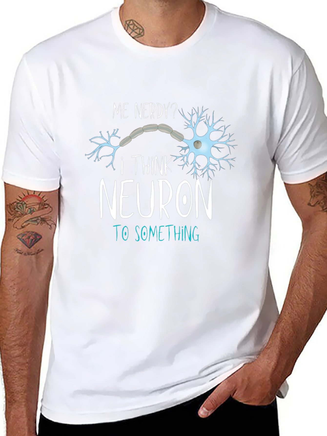 Camiseta Negra Divertida Neuron To Something para Hombre