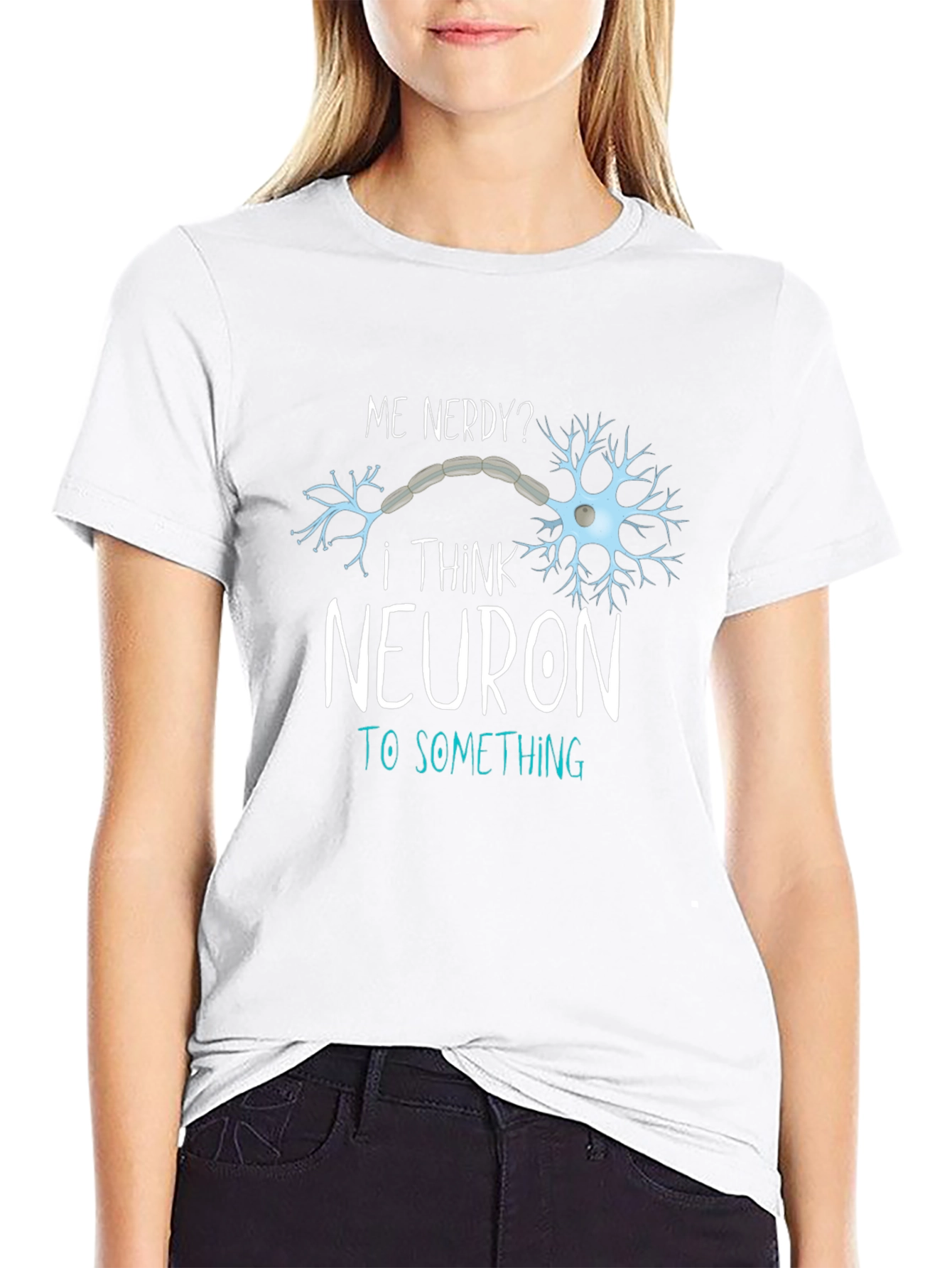 Camiseta Negra Divertida Neuron To Something para Hombre