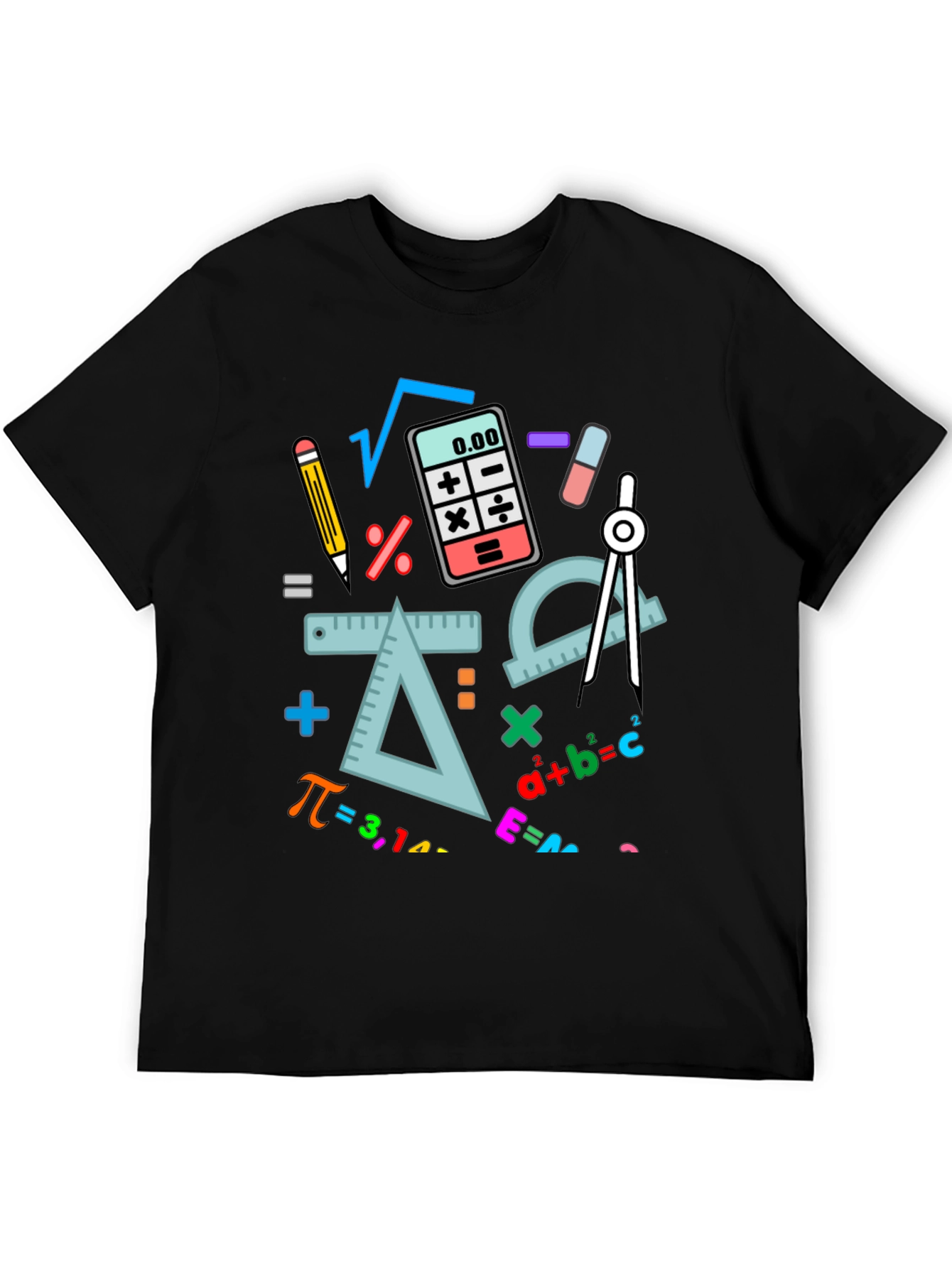 Camiseta Negra con Diseño de Matemáticas