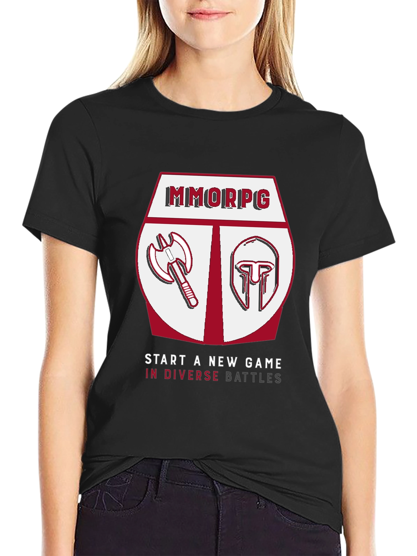 Camiseta Negra MMORPG - Batallas Diversas