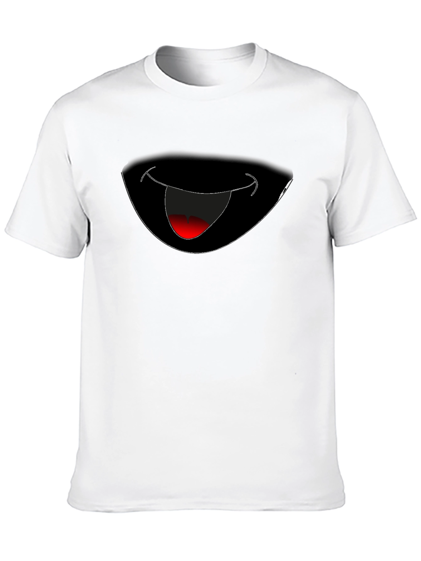 Camiseta Negra con Diseño de Boca Sonriente