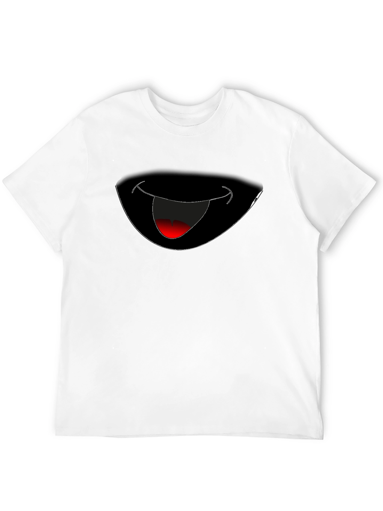 Camiseta Negra con Diseño de Boca Sonriente